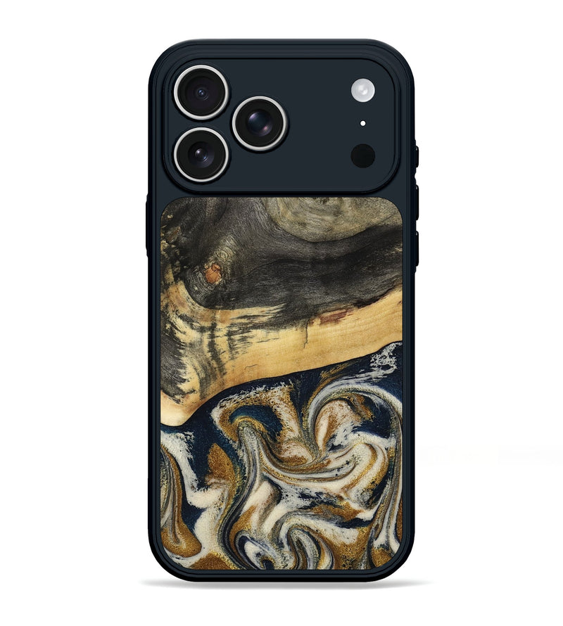 iPhone 17 Pro Max Wood Phone Case - Zain (Teal & Gold, 792844)