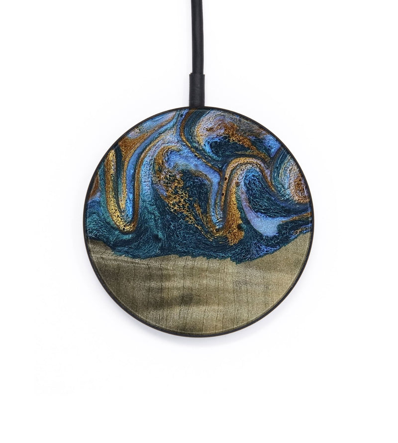 Circle Wood Wireless Charger - Lottie (Teal & Gold, 792850)