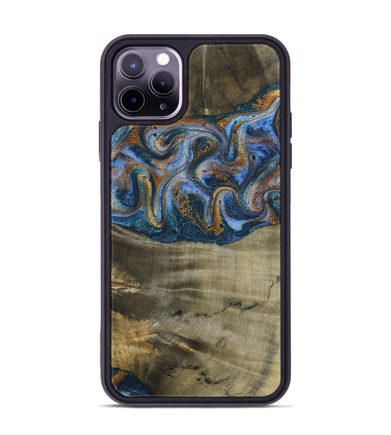iPhone 11 Pro Max Wood Phone Case - Lottie (Teal & Gold, 792850)