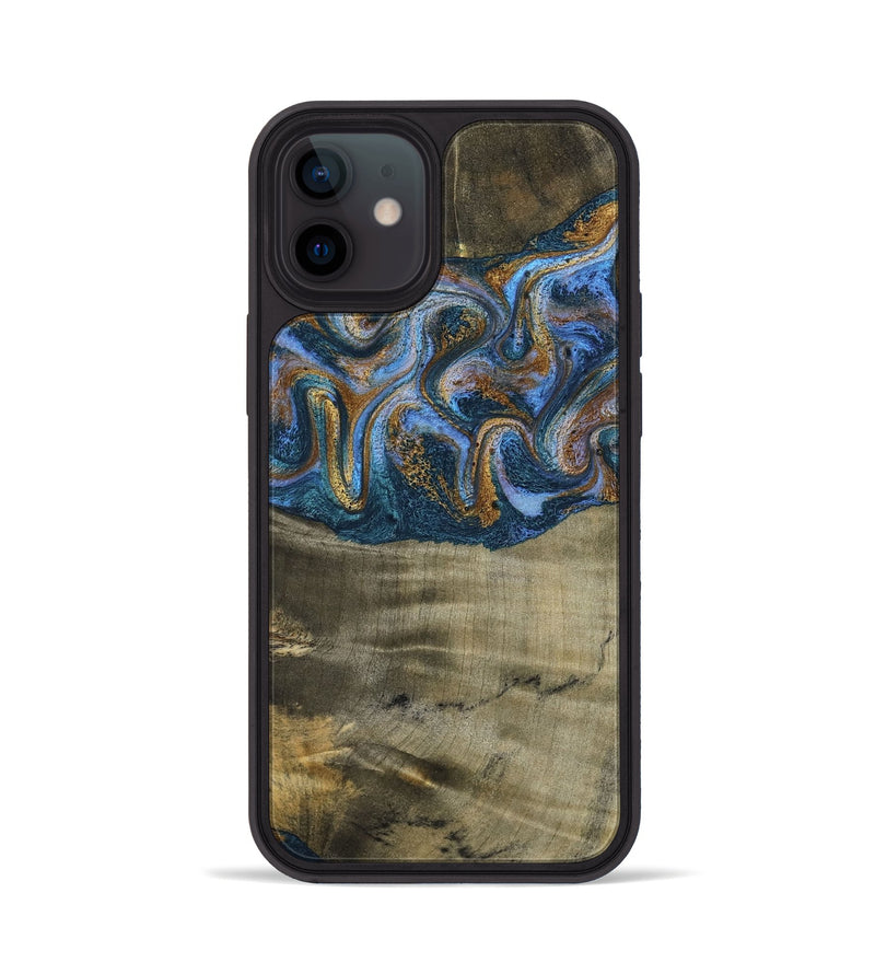 iPhone 12 Wood Phone Case - Lottie (Teal & Gold, 792850)