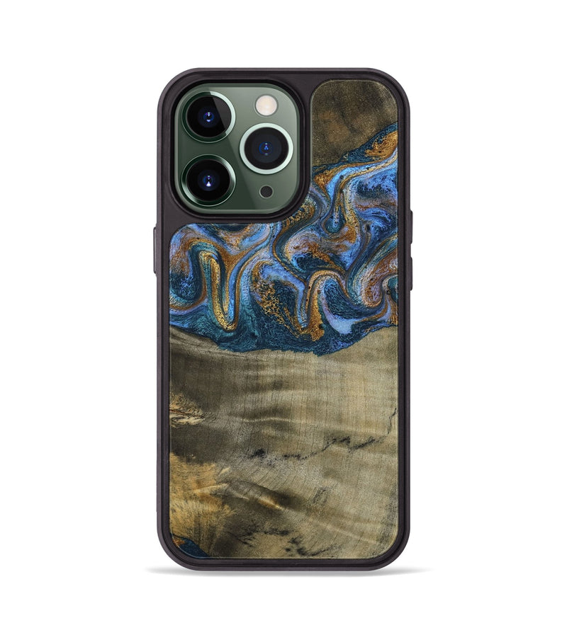 iPhone 13 Pro Wood Phone Case - Lottie (Teal & Gold, 792850)