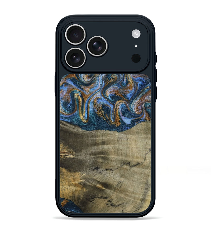 iPhone 17 Pro Max Wood Phone Case - Lottie (Teal & Gold, 792850)