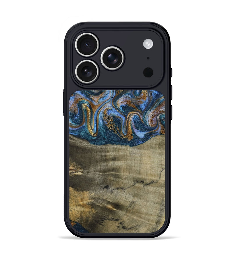 iPhone 17 Pro Wood Phone Case - Lottie (Teal & Gold, 792850)