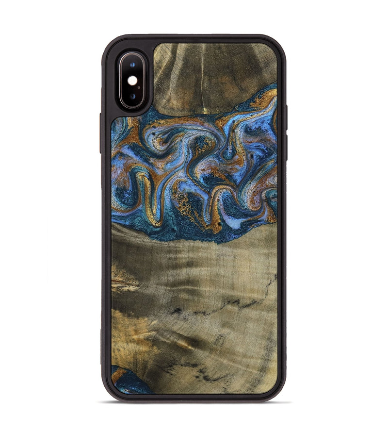 iPhone Xs Max Wood Phone Case - Lottie (Teal & Gold, 792850)