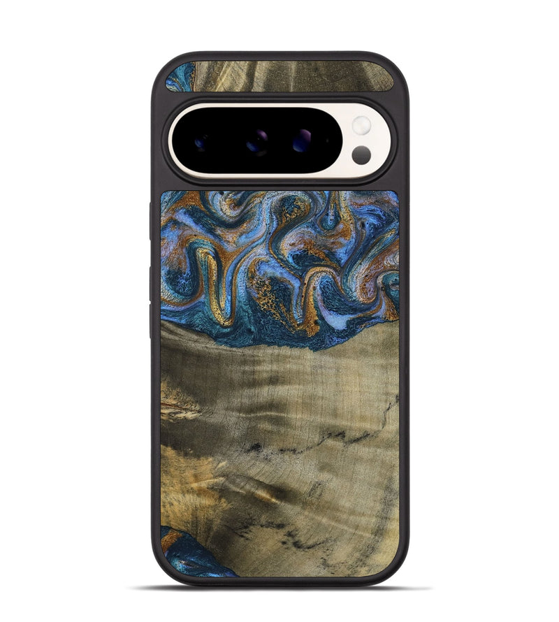 Pixel 9 Pro Wood Phone Case - Lottie (Teal & Gold, 792850)