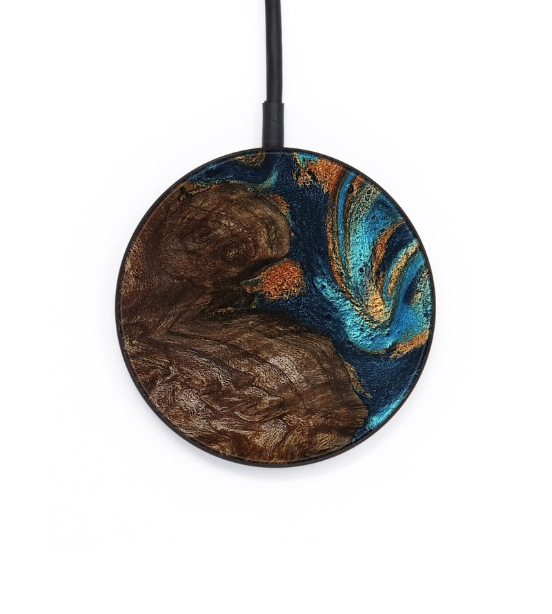 Circle Wood Wireless Charger - Ciji (Teal & Gold, 792858)