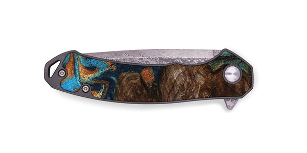 EDC Wood Pocket Knife - Ciji (Teal & Gold, 792858)