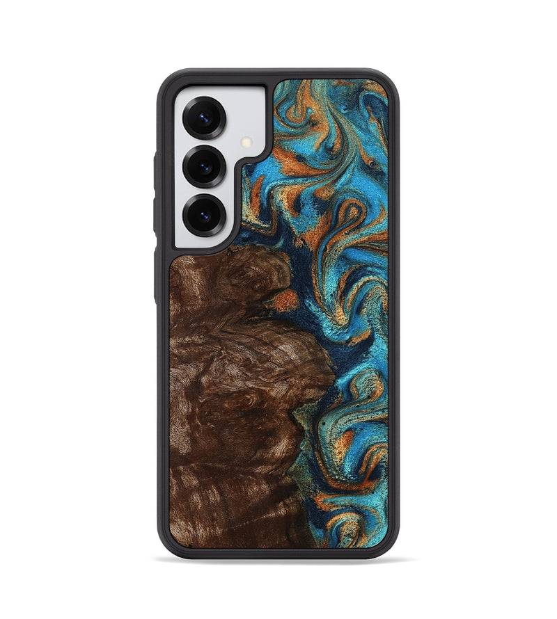 Galaxy S25 Wood Phone Case - Ciji (Teal & Gold, 792858)