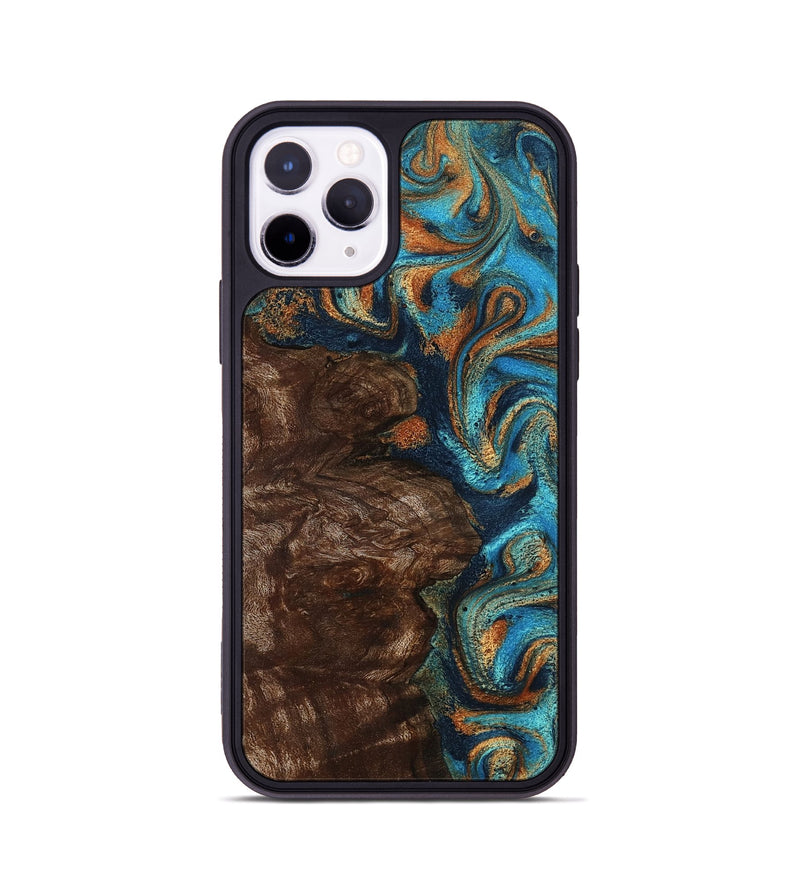iPhone 11 Pro Wood Phone Case - Ciji (Teal & Gold, 792858)