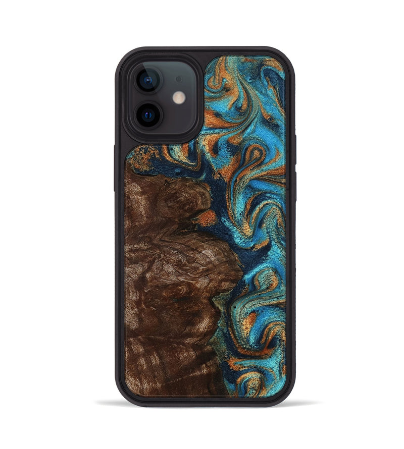 iPhone 12 Wood Phone Case - Ciji (Teal & Gold, 792858)