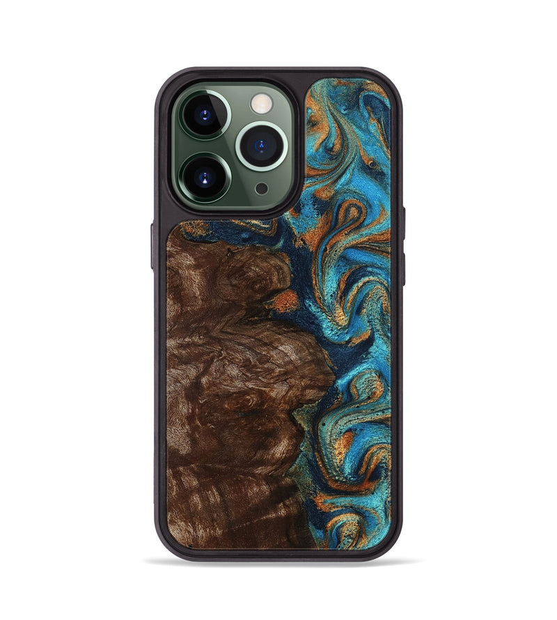 iPhone 13 Pro Wood Phone Case - Ciji (Teal & Gold, 792858)