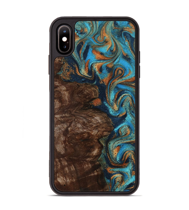 iPhone Xs Max Wood Phone Case - Ciji (Teal & Gold, 792858)