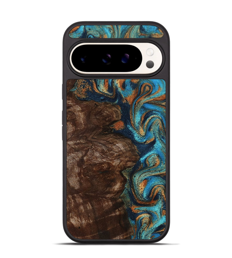 Pixel 9 Pro Wood Phone Case - Ciji (Teal & Gold, 792858)