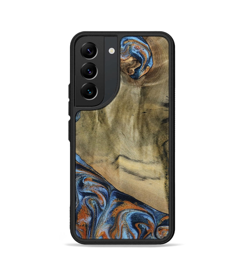 Galaxy S22 Wood Phone Case - Bud (Teal & Gold, 792948)
