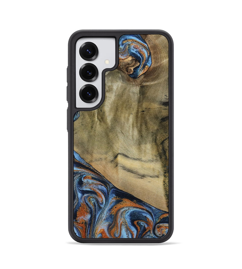 Galaxy S25 Wood Phone Case - Bud (Teal & Gold, 792948)