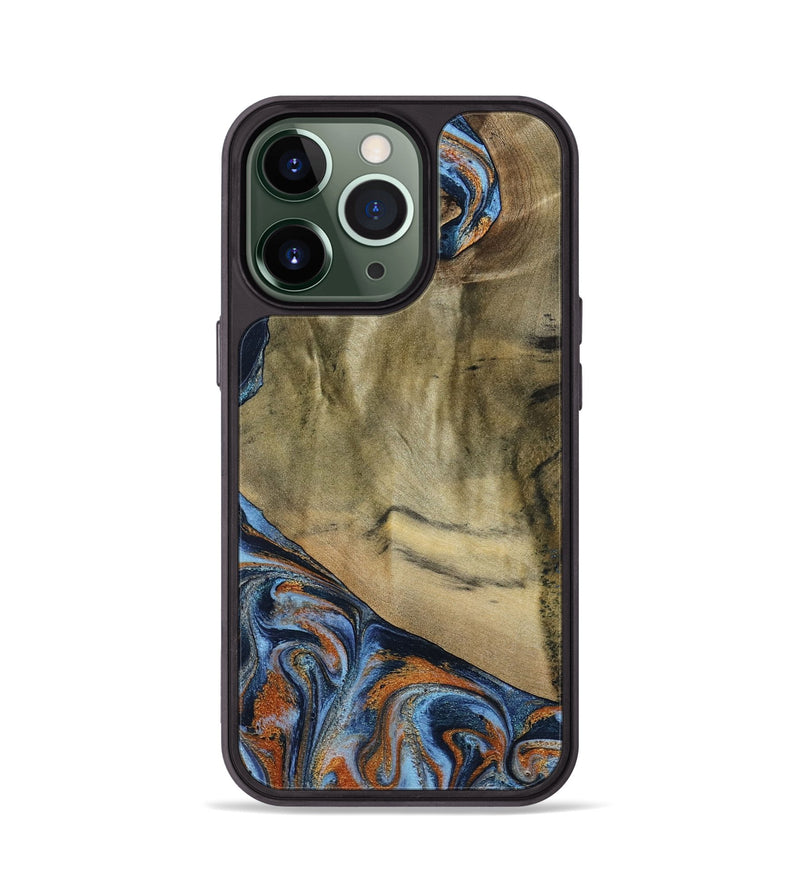 iPhone 13 Pro Wood Phone Case - Bud (Teal & Gold, 792948)