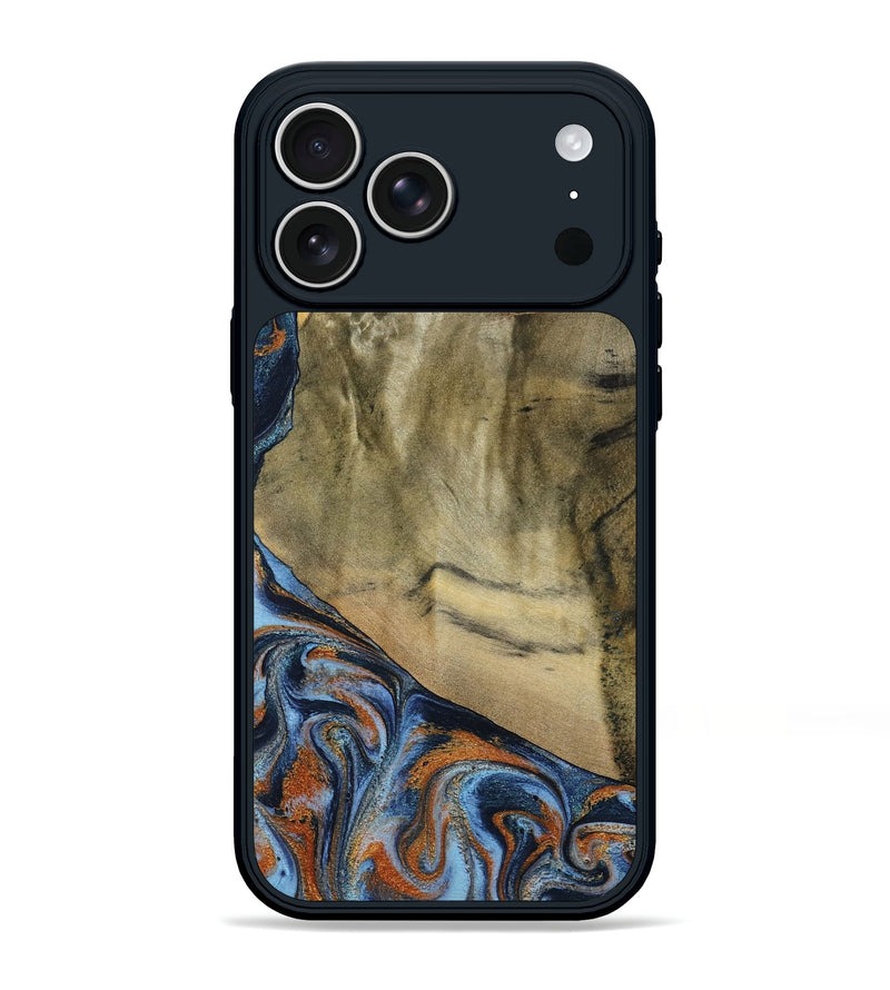 iPhone 17 Pro Max Wood Phone Case - Bud (Teal & Gold, 792948)