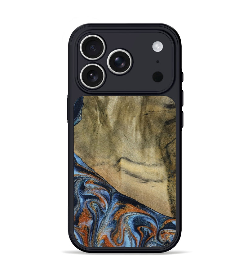 iPhone 17 Pro Wood Phone Case - Bud (Teal & Gold, 792948)