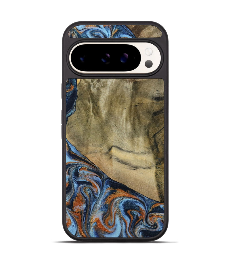 Pixel 9 Wood Phone Case - Bud (Teal & Gold, 792948)
