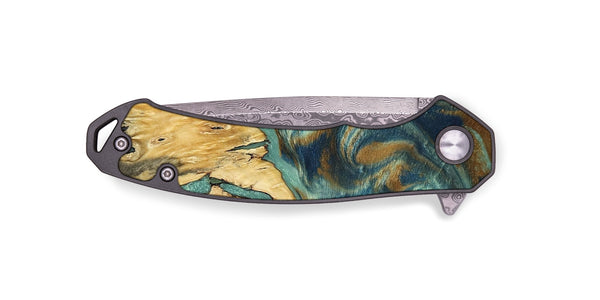 EDC Wood Pocket Knife - Livia (Teal & Gold, 792949)