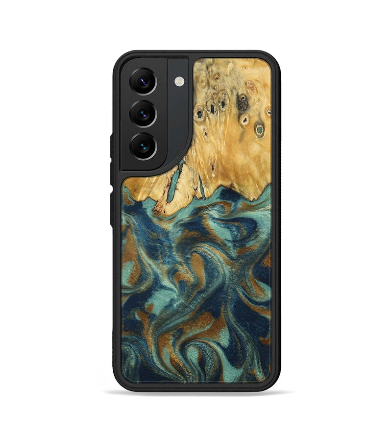 Galaxy S22 Wood Phone Case - Livia (Teal & Gold, 792949)