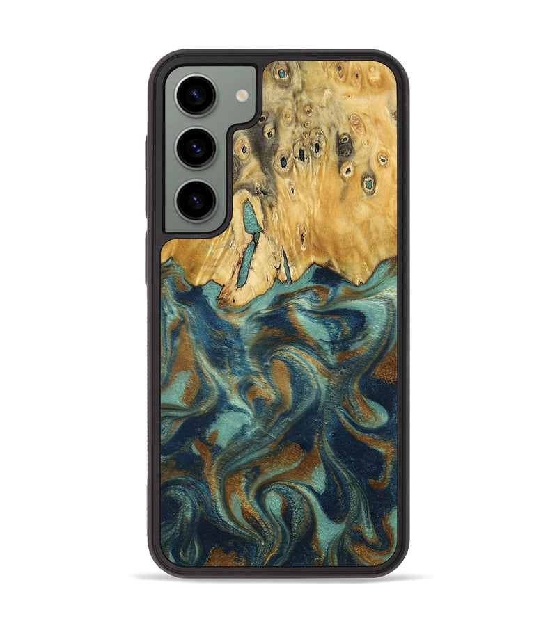 Galaxy S23 Plus Wood Phone Case - Livia (Teal & Gold, 792949)