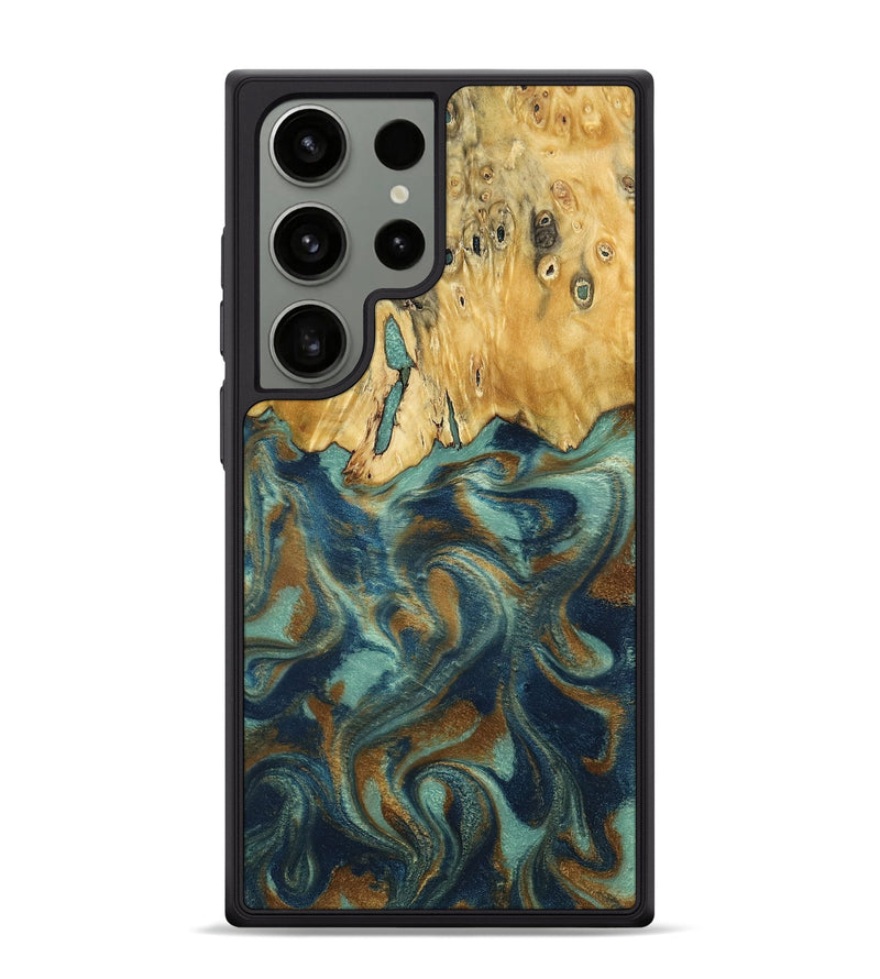 Galaxy S24 Ultra Wood Phone Case - Livia (Teal & Gold, 792949)