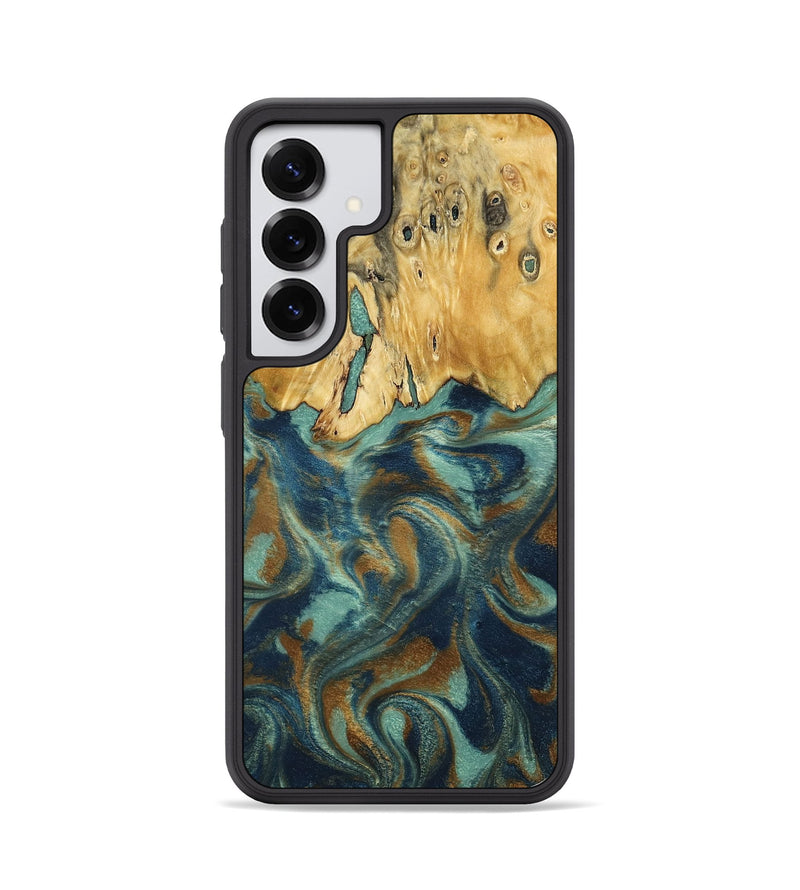 Galaxy S25 Wood Phone Case - Livia (Teal & Gold, 792949)