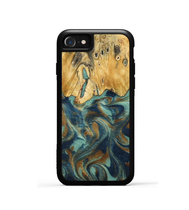 iPhone SE Wood Phone Case - Livia (Teal & Gold, 792949)