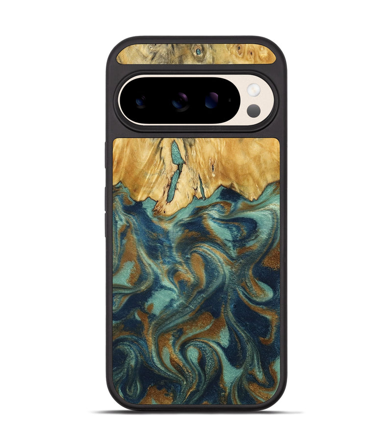 Pixel 10 Wood Phone Case - Livia (Teal & Gold, 792949)