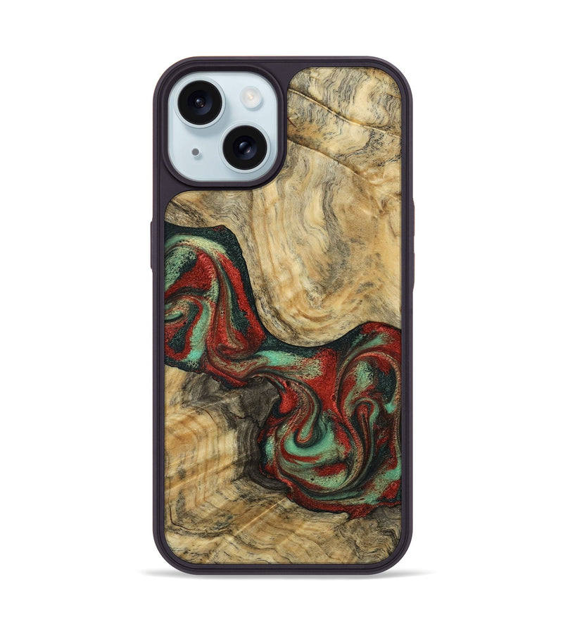 iPhone 15 Wood Phone Case - Brandee (Green, 792969)