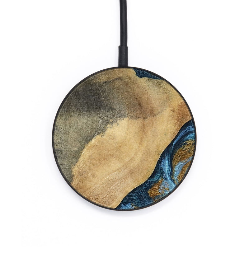 Circle Wood Wireless Charger - Mack (Teal & Gold, 793032)