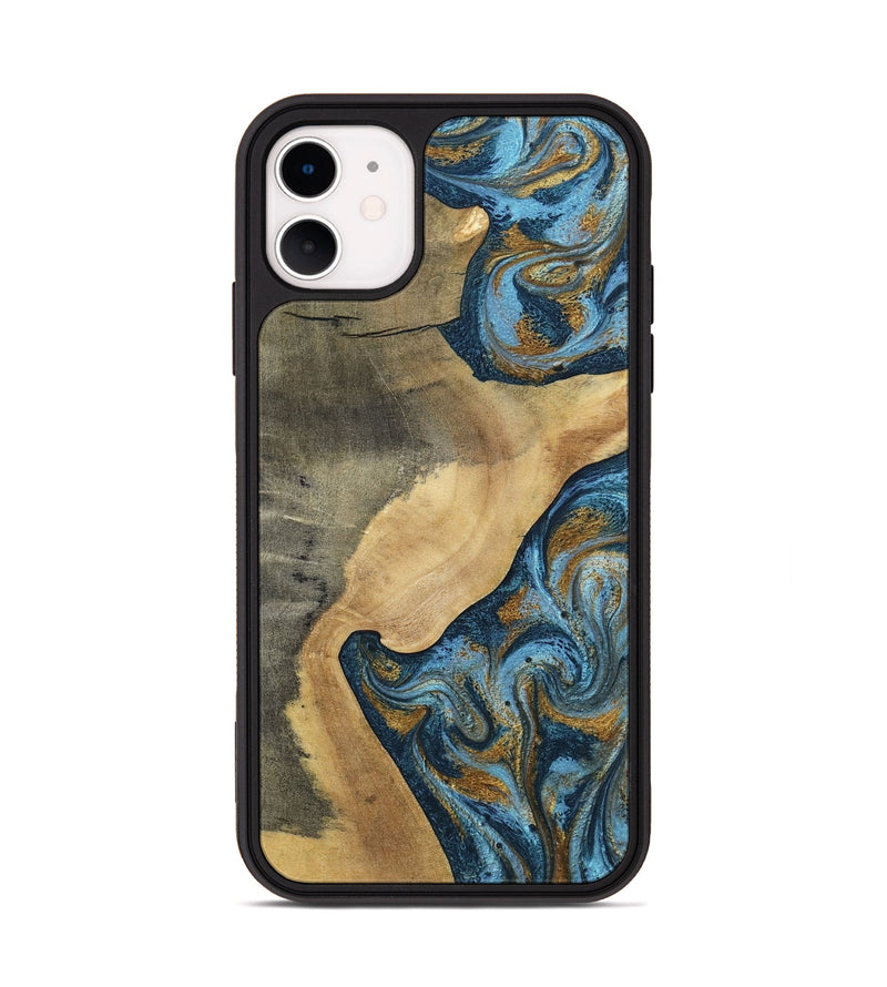 iPhone 11 Wood Phone Case - Mack (Teal & Gold, 793032)