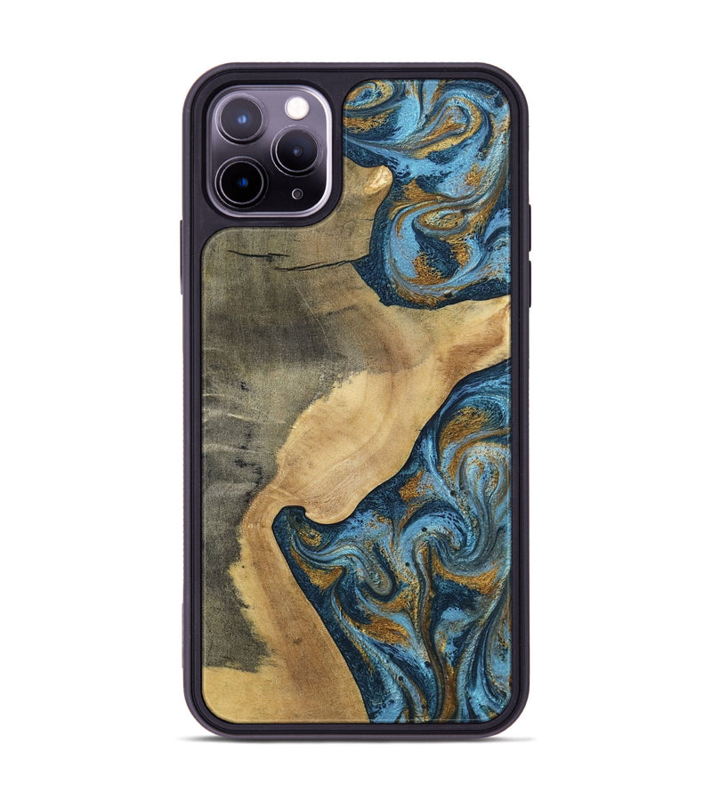 iPhone 11 Pro Max Wood Phone Case - Mack (Teal & Gold, 793032)