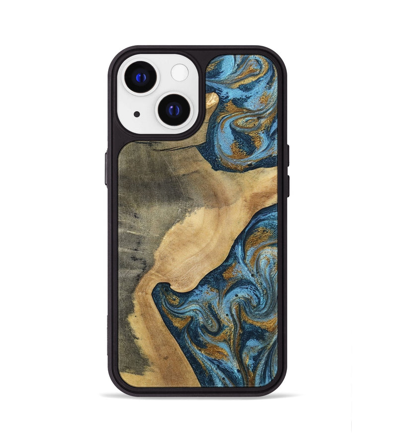 iPhone 13 Wood Phone Case - Mack (Teal & Gold, 793032)