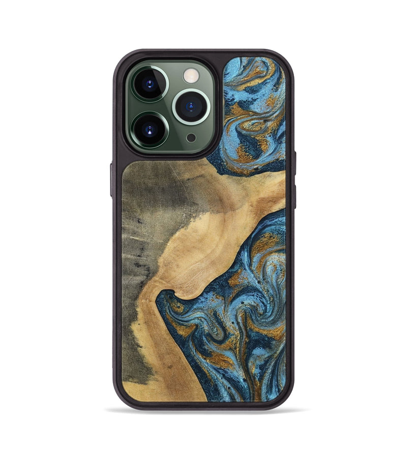 iPhone 13 Pro Wood Phone Case - Mack (Teal & Gold, 793032)
