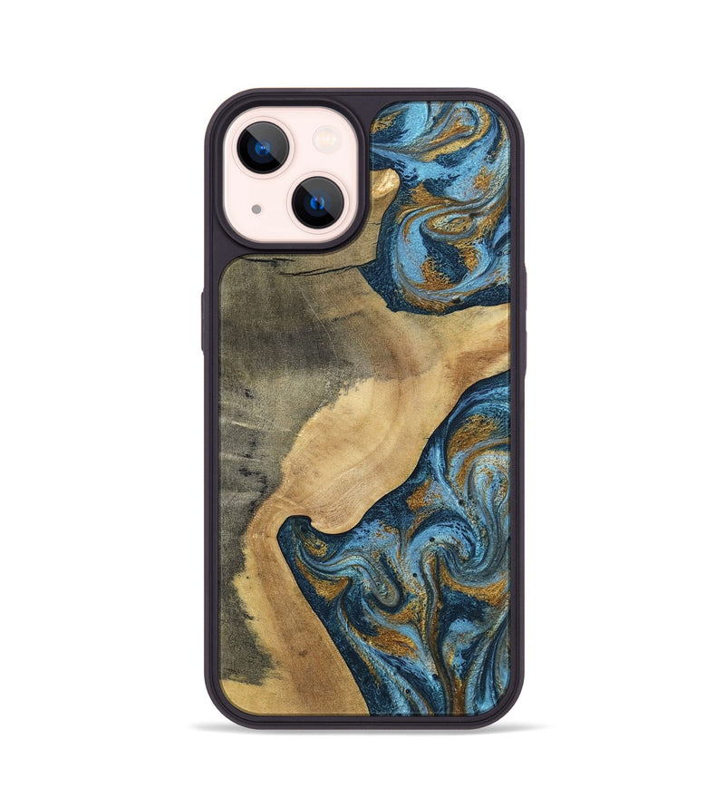 iPhone 14 Wood Phone Case - Mack (Teal & Gold, 793032)
