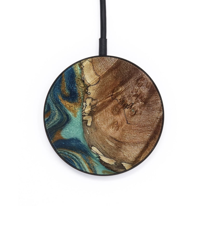 Circle Wood Wireless Charger - Ike (Teal & Gold, 793065)