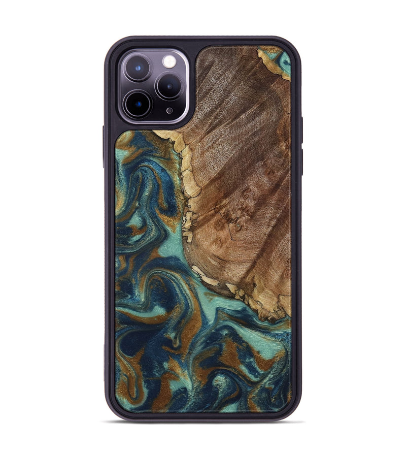 iPhone 11 Pro Max Wood Phone Case - Ike (Teal & Gold, 793065)