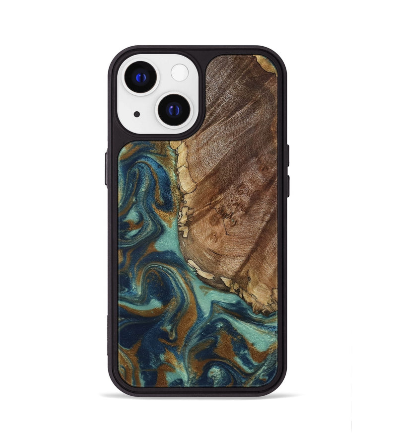 iPhone 13 Wood Phone Case - Ike (Teal & Gold, 793065)