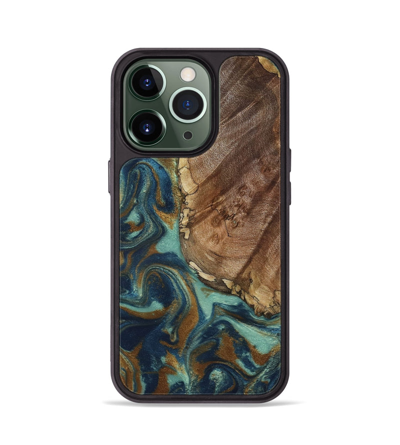 iPhone 13 Pro Wood Phone Case - Ike (Teal & Gold, 793065)