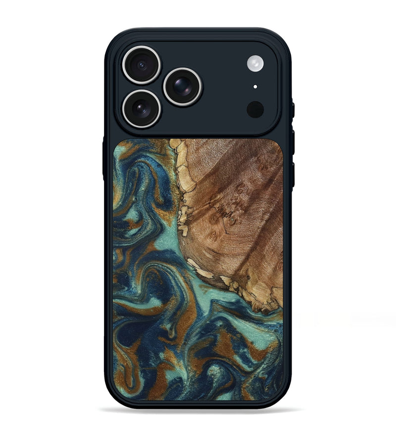 iPhone 17 Pro Max Wood Phone Case - Ike (Teal & Gold, 793065)