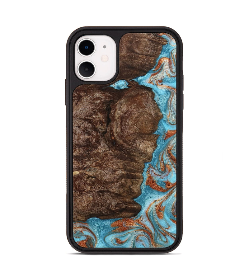 iPhone 11 Wood Phone Case - Brook (Teal & Gold, 793066)