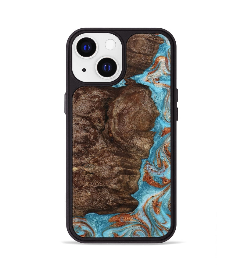 iPhone 13 Wood Phone Case - Brook (Teal & Gold, 793066)