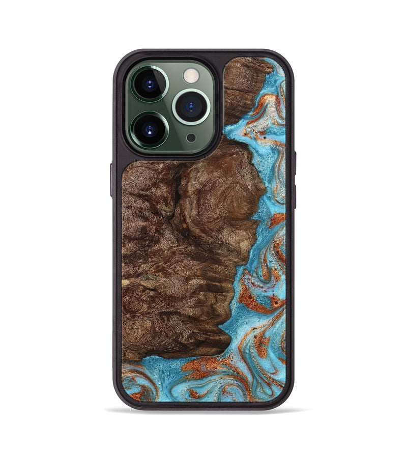 iPhone 13 Pro Wood Phone Case - Brook (Teal & Gold, 793066)