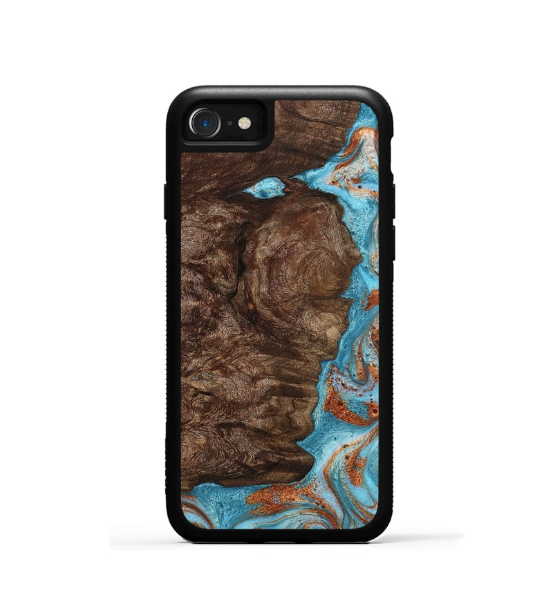 iPhone SE Wood Phone Case - Brook (Teal & Gold, 793066)