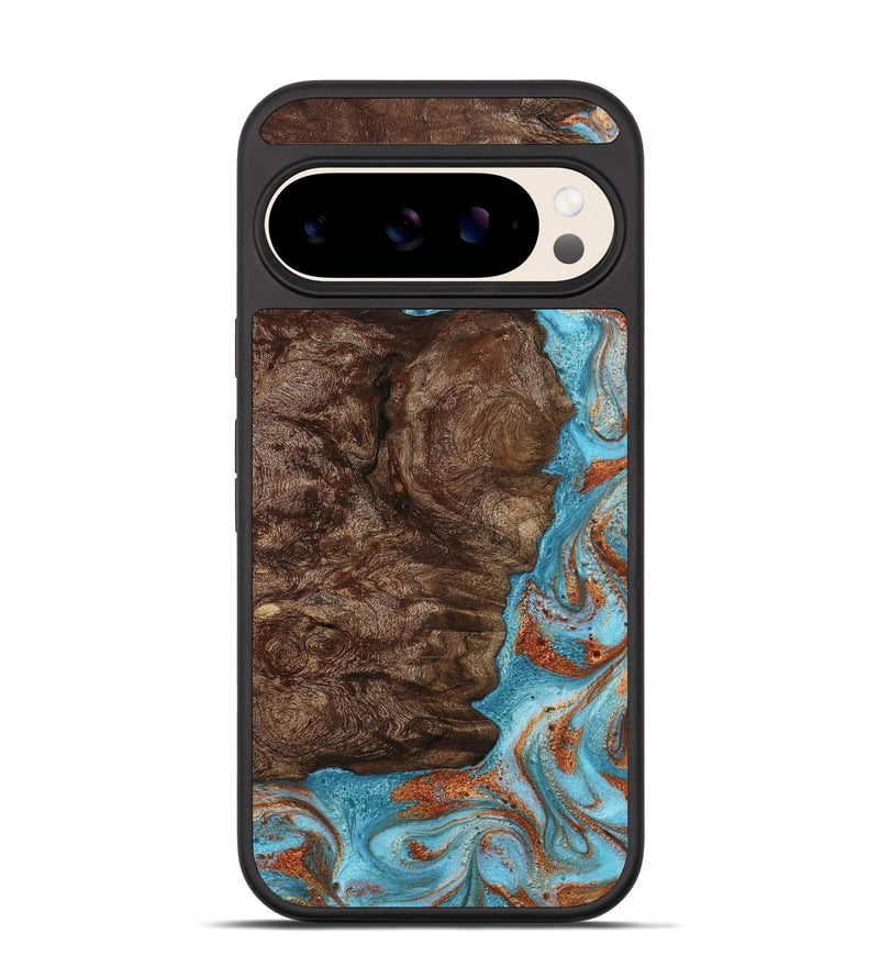 Pixel 10 Wood Phone Case - Brook (Teal & Gold, 793066)