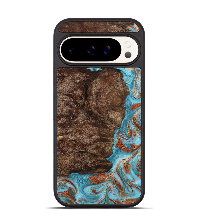 Pixel 9 Wood Phone Case - Brook (Teal & Gold, 793066)