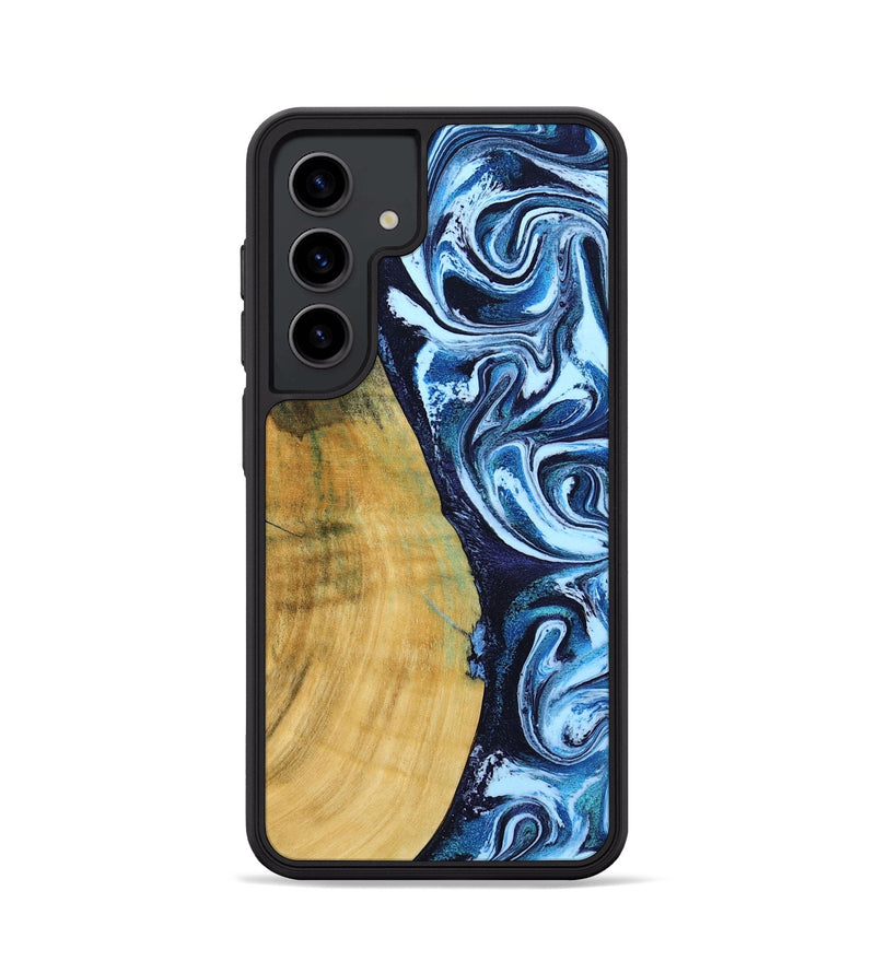 Galaxy S24 Wood Phone Case - Amya (Blue, 793085)