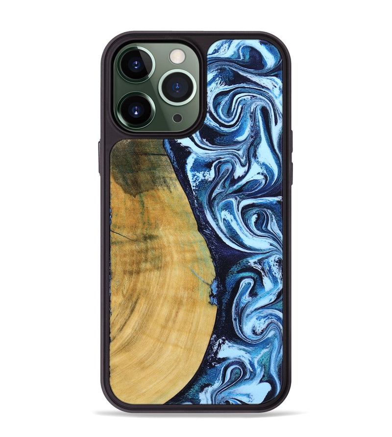 iPhone 13 Pro Max Wood Phone Case - Amya (Blue, 793085)